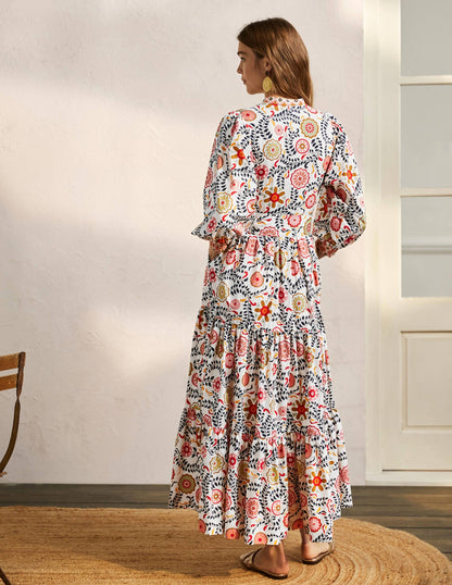 Ava Tiered Maxi Dress-Ivory, Opulent Garden