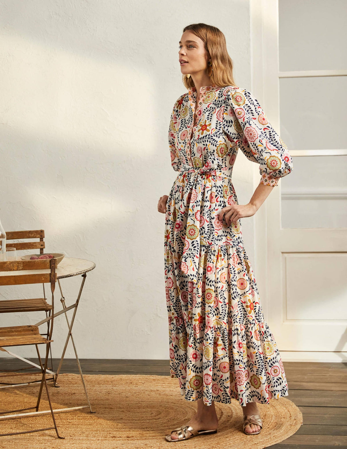 Ava Tiered Maxi Dress-Ivory, Opulent Garden