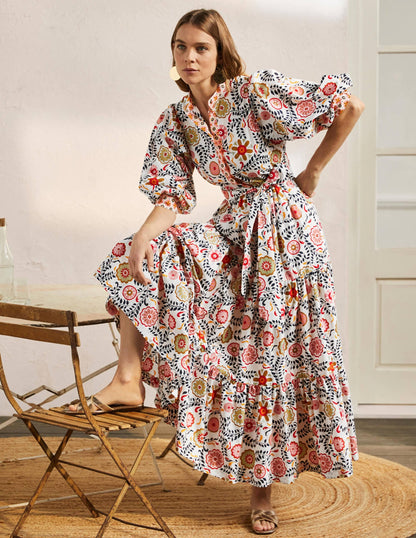 Ava Tiered Maxi Dress-Ivory, Opulent Garden
