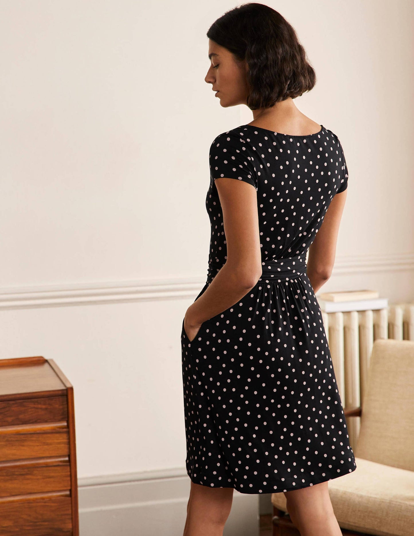 Amelie Jersey Dress-Black/ Chalky Pink Spot