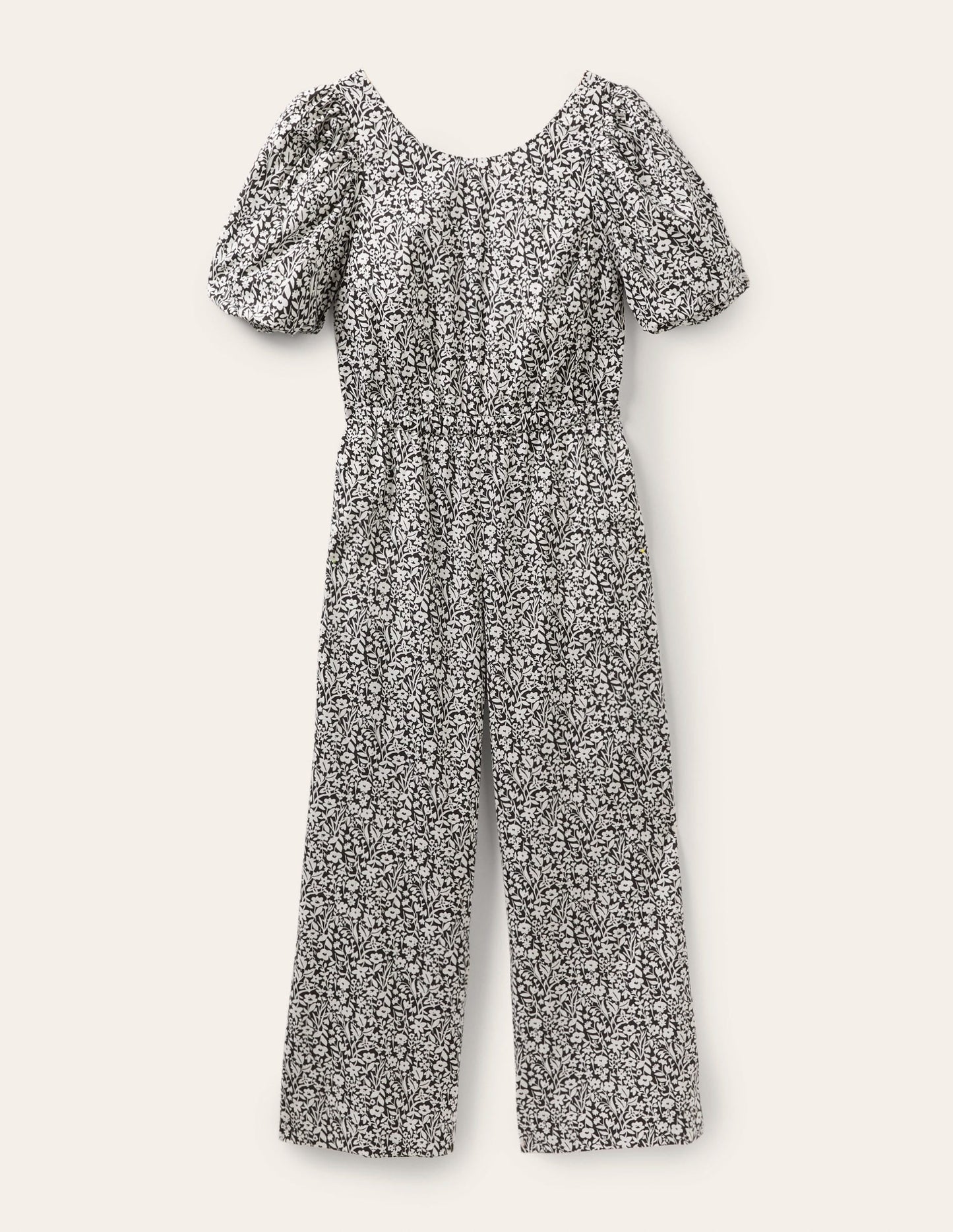 Back Detail Jumpsuit-Black Wildflower Sprig