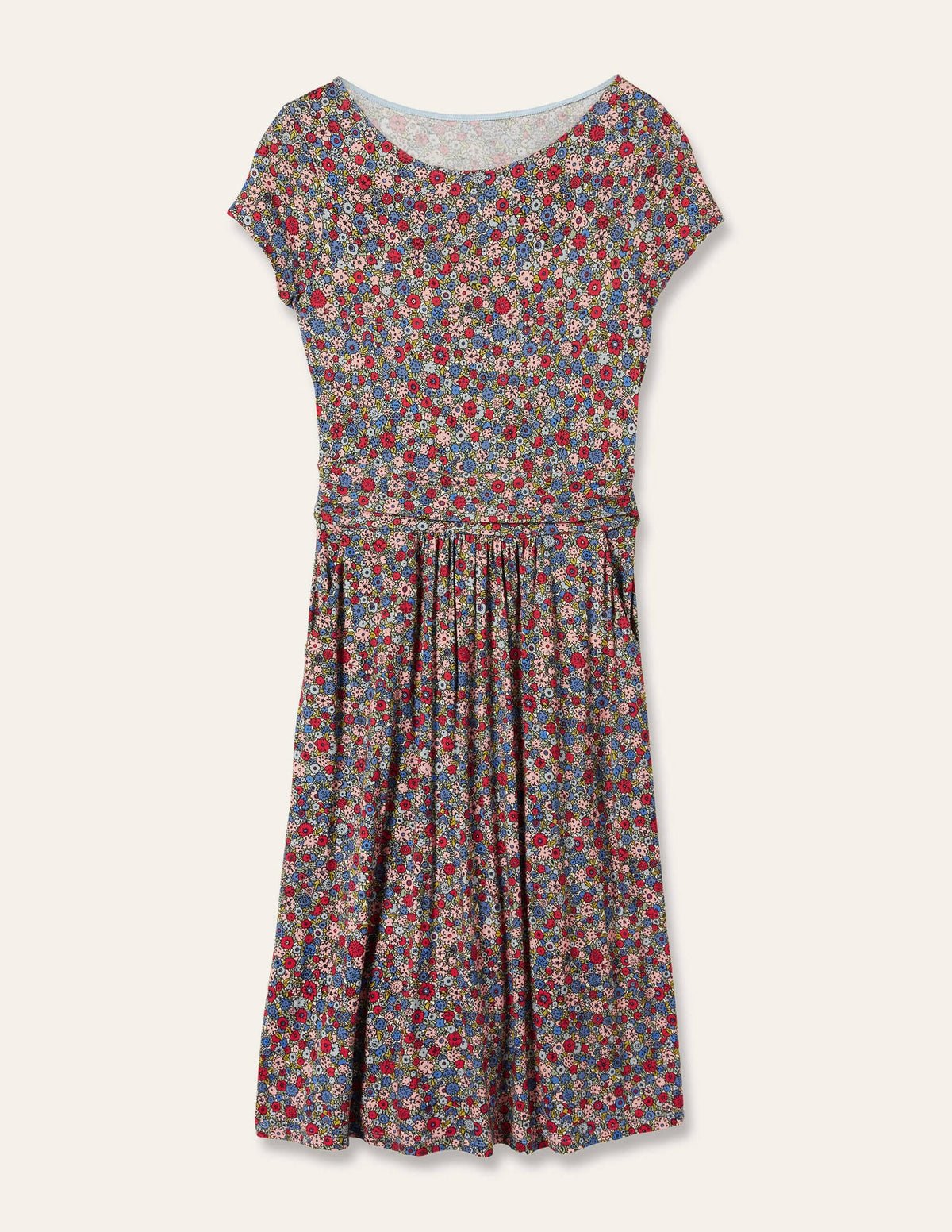 Amelie Jersey Dress-Riviera Blue, Floret Cluster
