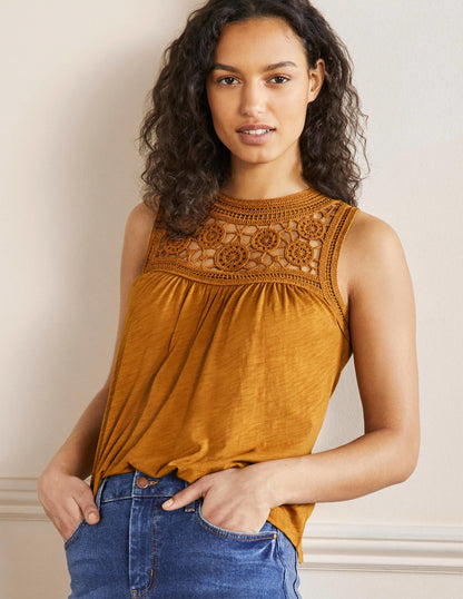 Anais Crochet Jersey Top-Frankincense