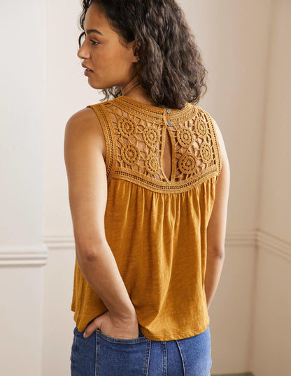 Anais Crochet Jersey Top-Frankincense
