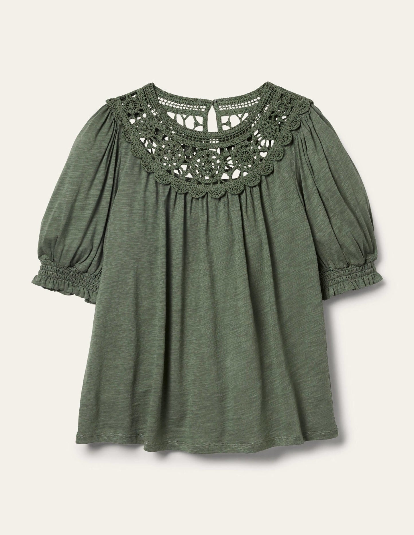 Anais Crochet Puff Sleeve Top-Alder
