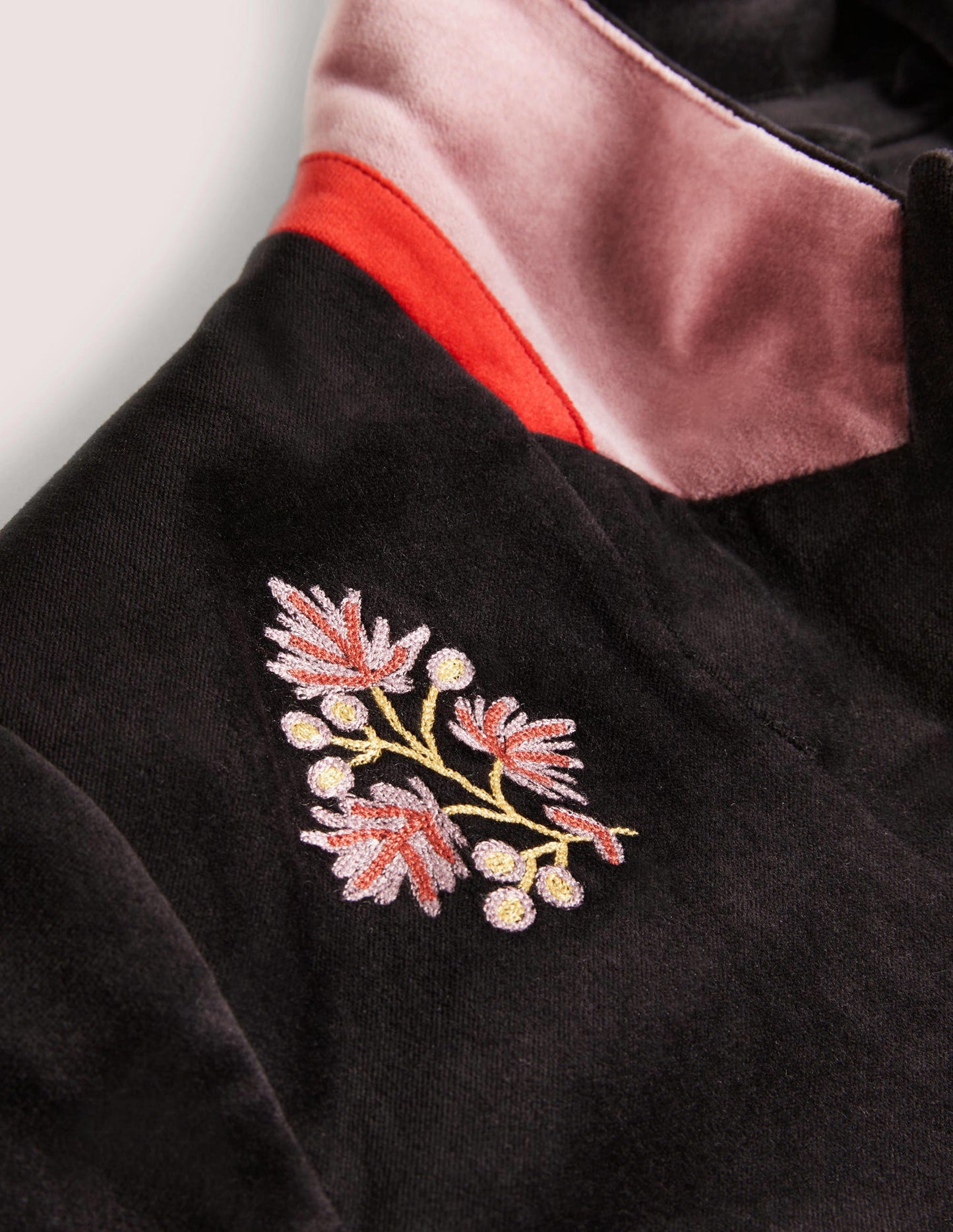 70s Tailored Blazer-Black, Embroidered