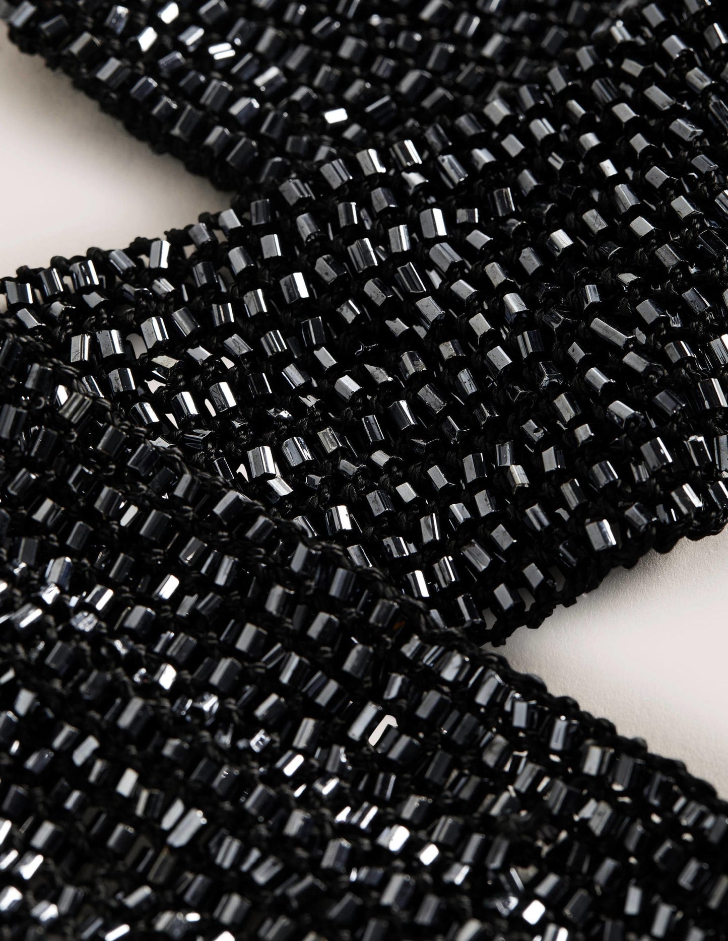 Beaded Neck Tie-Black