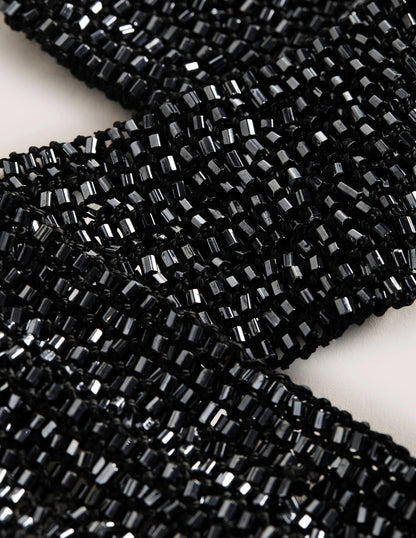 Beaded Neck Tie-Black