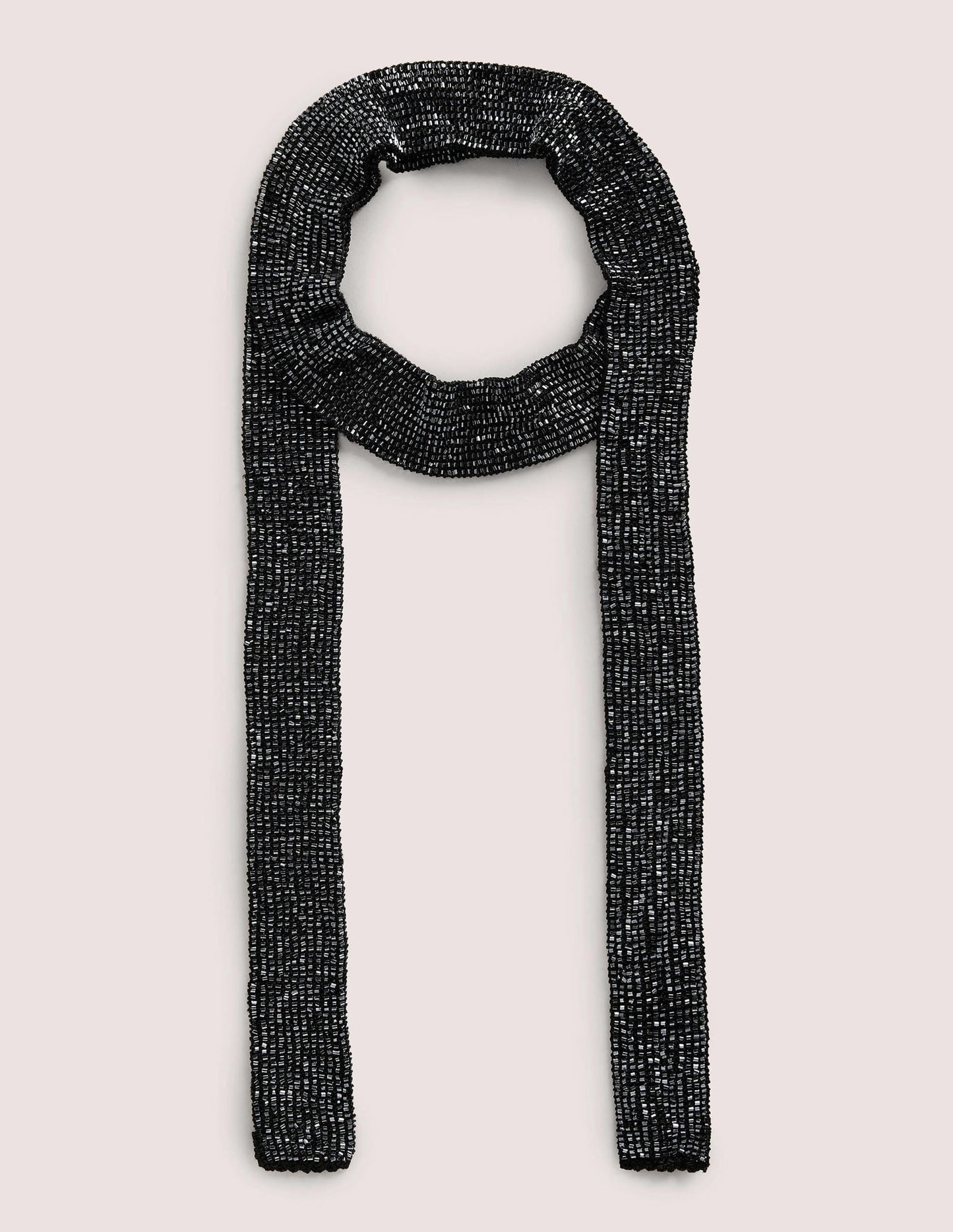 Beaded Neck Tie-Black