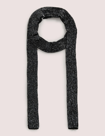 Beaded Neck Tie-Black