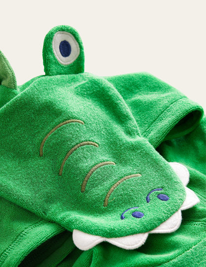 Appliqué Towelling Throw-on-Green/Ivory Crocodile