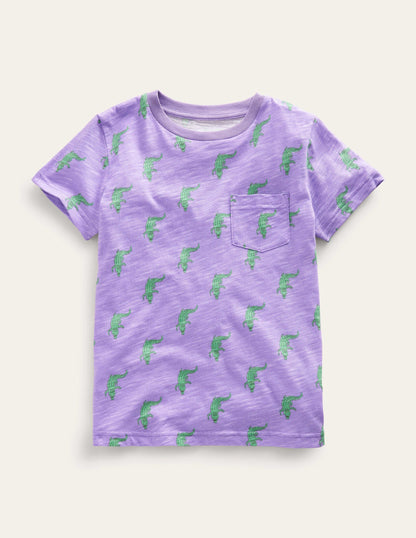 All-over Printed T-Shirt-Soft Lavender Purple Croc