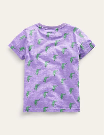 All-over Printed T-Shirt-Soft Lavender Purple Croc