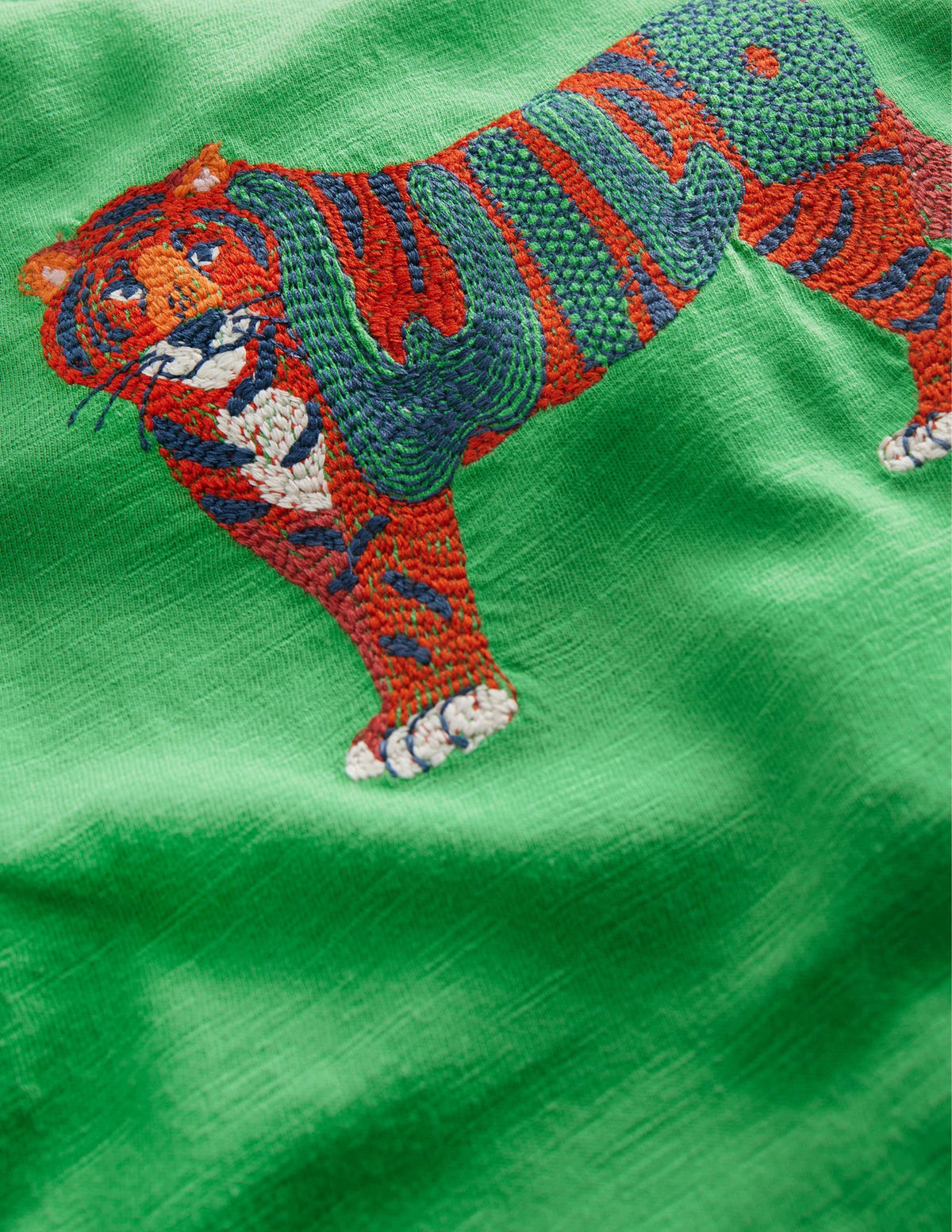 Animal Printed Cotton T-Shirt-Aloe Green Tiger