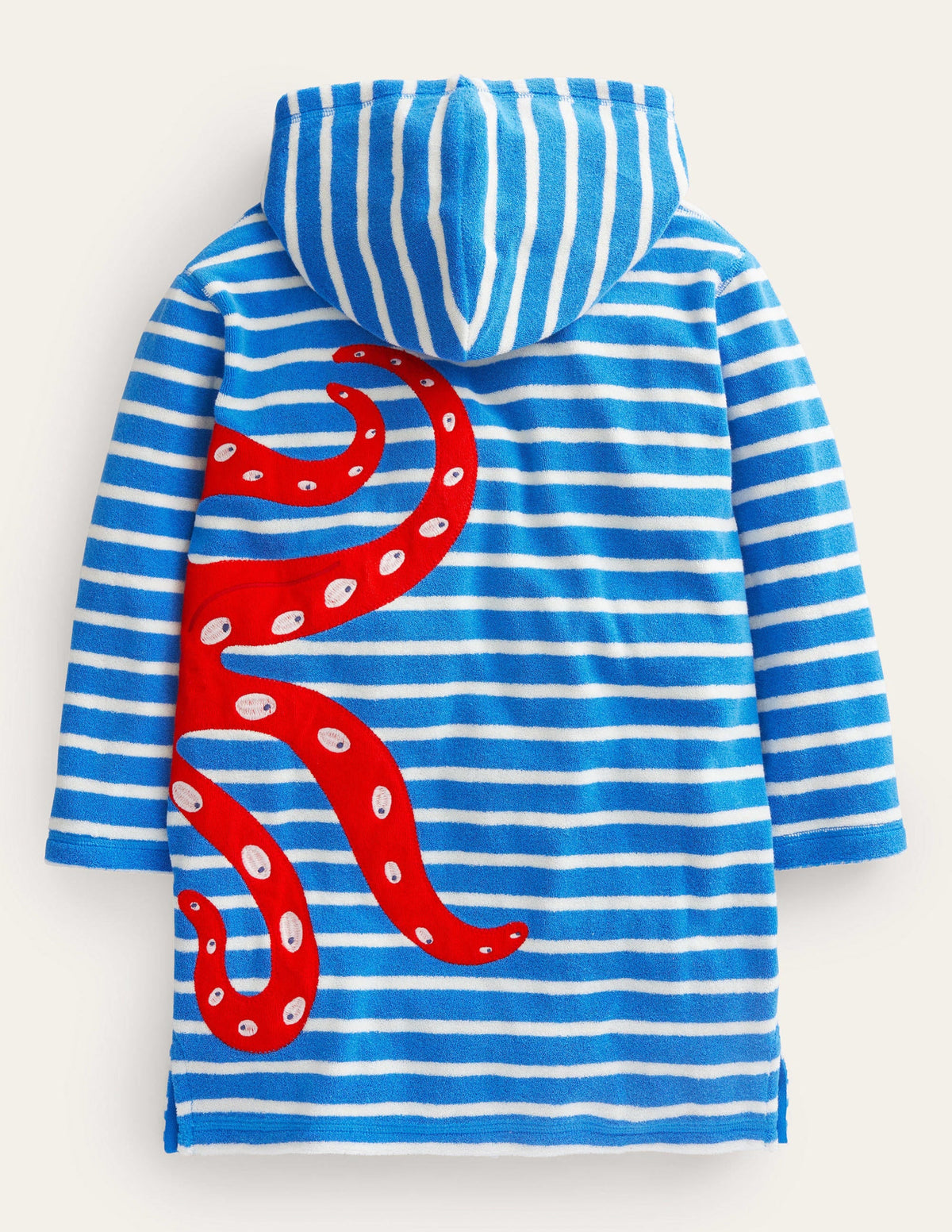 Appliqué Towelling Throw-on-Cabana Blue/Ivory Octopus