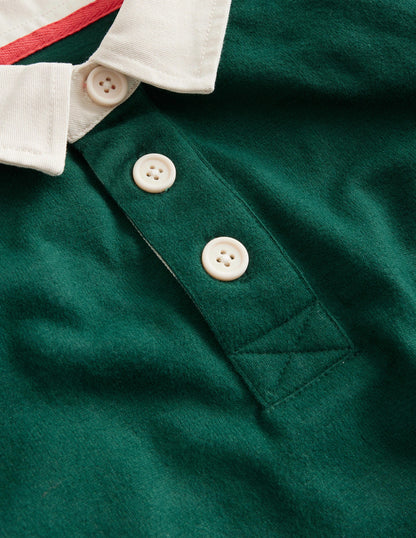 Appliqué Rugby Shirt-Deep Green