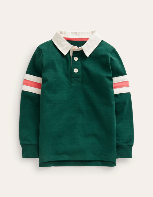 Appliqué Rugby Shirt-Deep Green