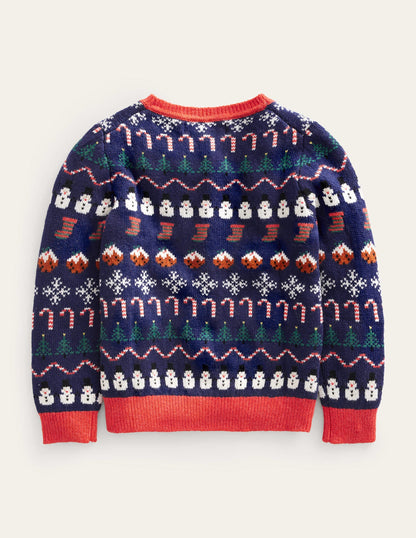 All Over Christmas Fair Isle-College Navy