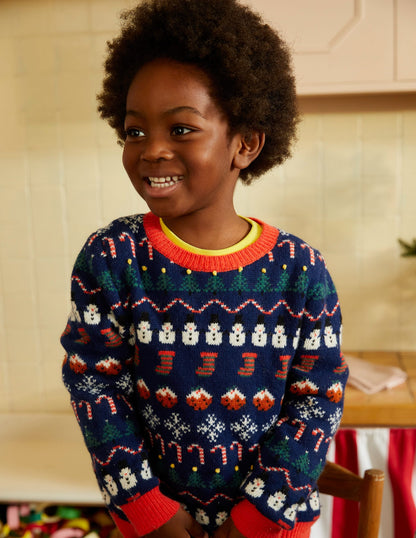 All Over Christmas Fair Isle-College Navy