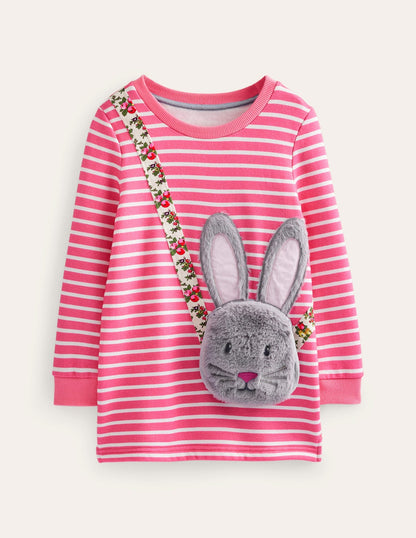 Appliqué Pocket Tunic-Cosmos Pink/Ivory Stripe