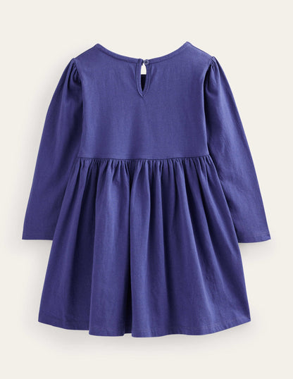 Appliqué Jersey Dress-Blue Yonder