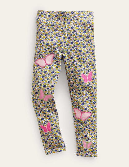 Appliqué Leggings-Multi Floral Butterfly