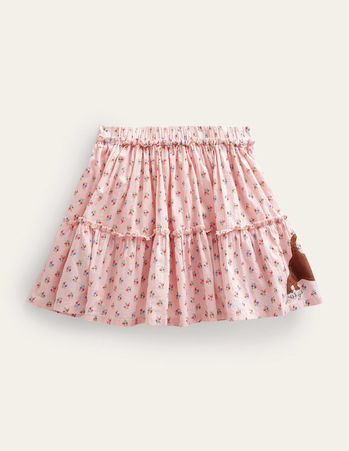 Appliqué Skirt-Dusty Pink Cats