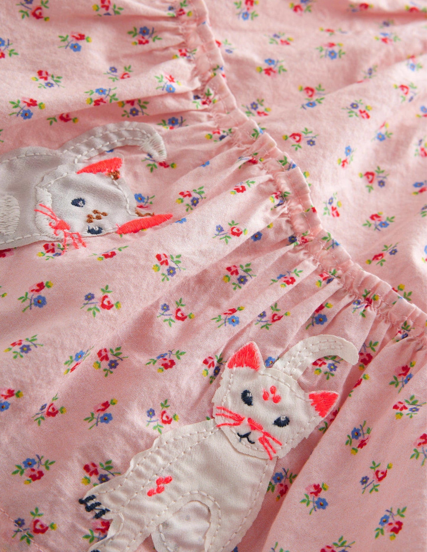 Appliqué Skirt-Dusty Pink Cats