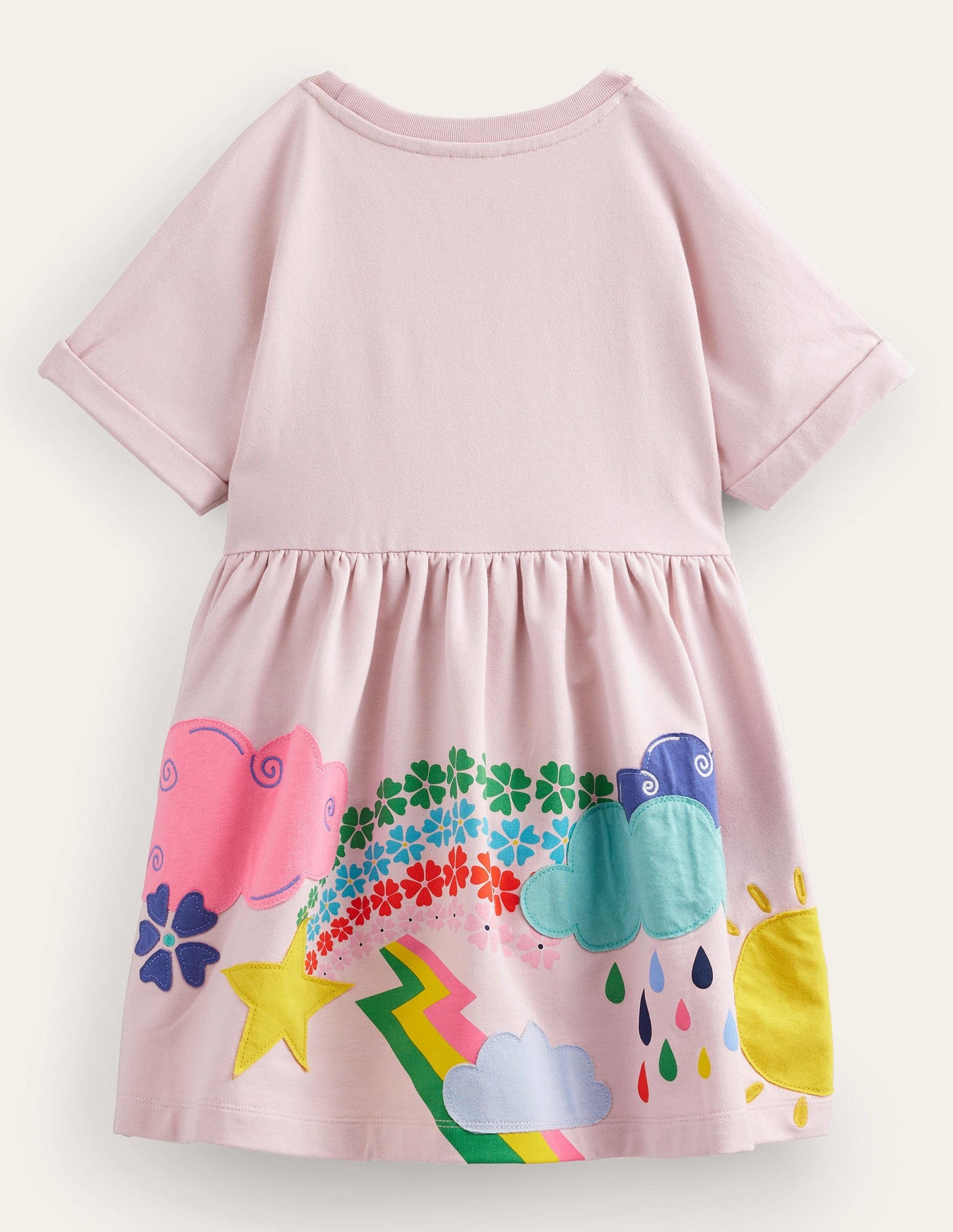 Appliqué Jersey Sweat Dress-French Pink Weather