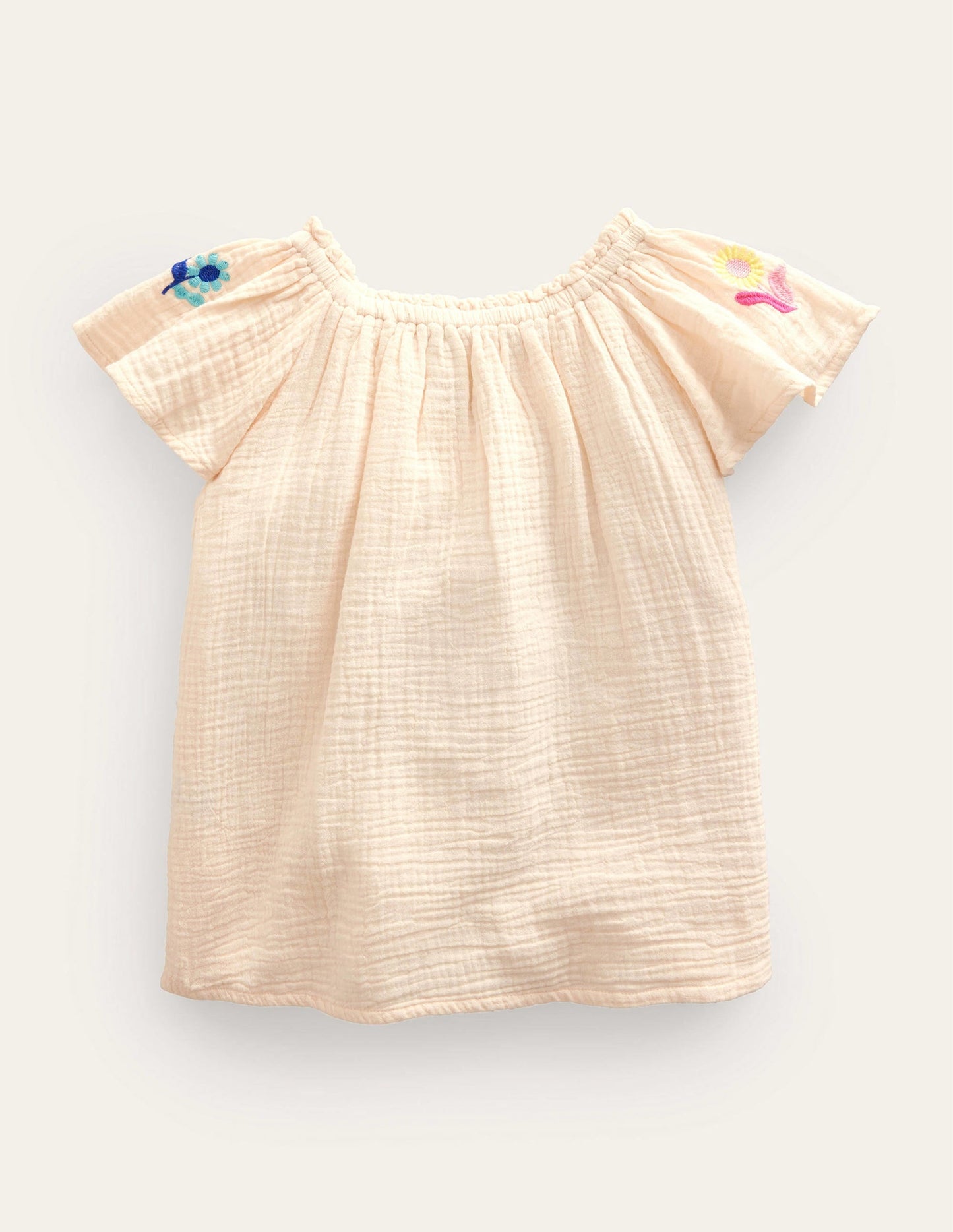 Beachy Embroidered Top-Ivory