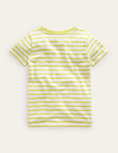 Appliqué Rainbow T-shirt-Gooseberry Yellow/Ivory