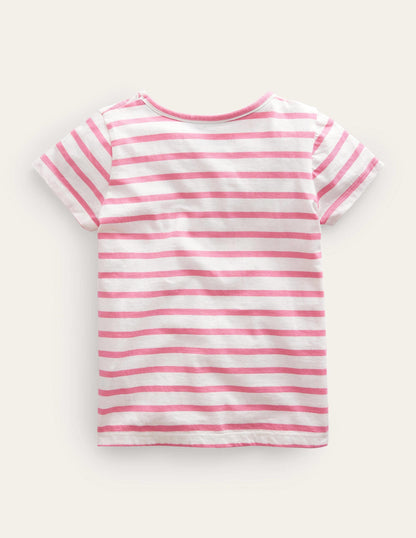 Appliqué T-Shirt-Azalea Pink/Ivory Icecream