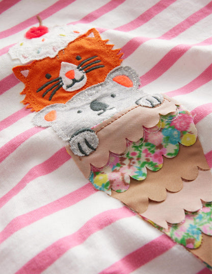 Appliqué T-Shirt-Azalea Pink/Ivory Icecream