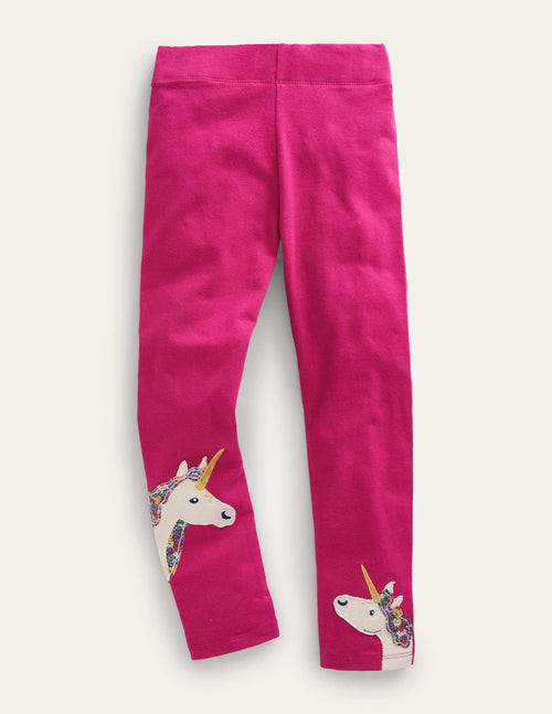 Appliqué Leggings-Penelope Pink Animals