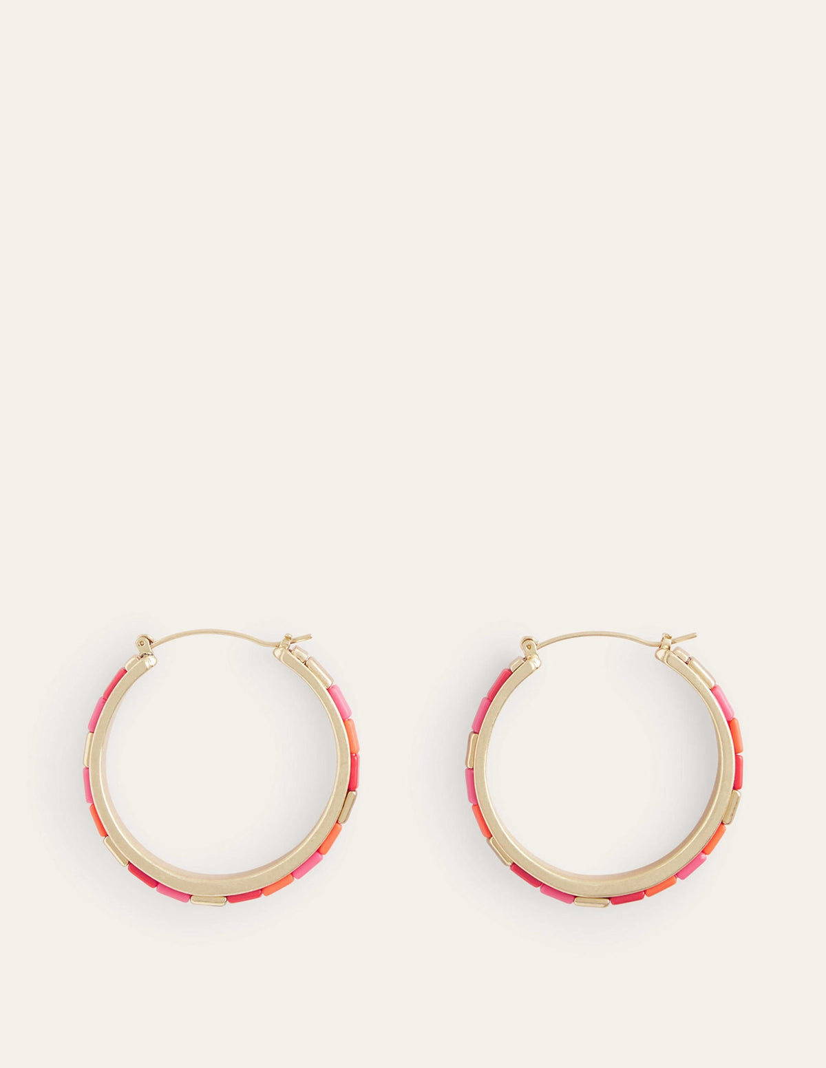 Beaded Hoop Earrings-Pink