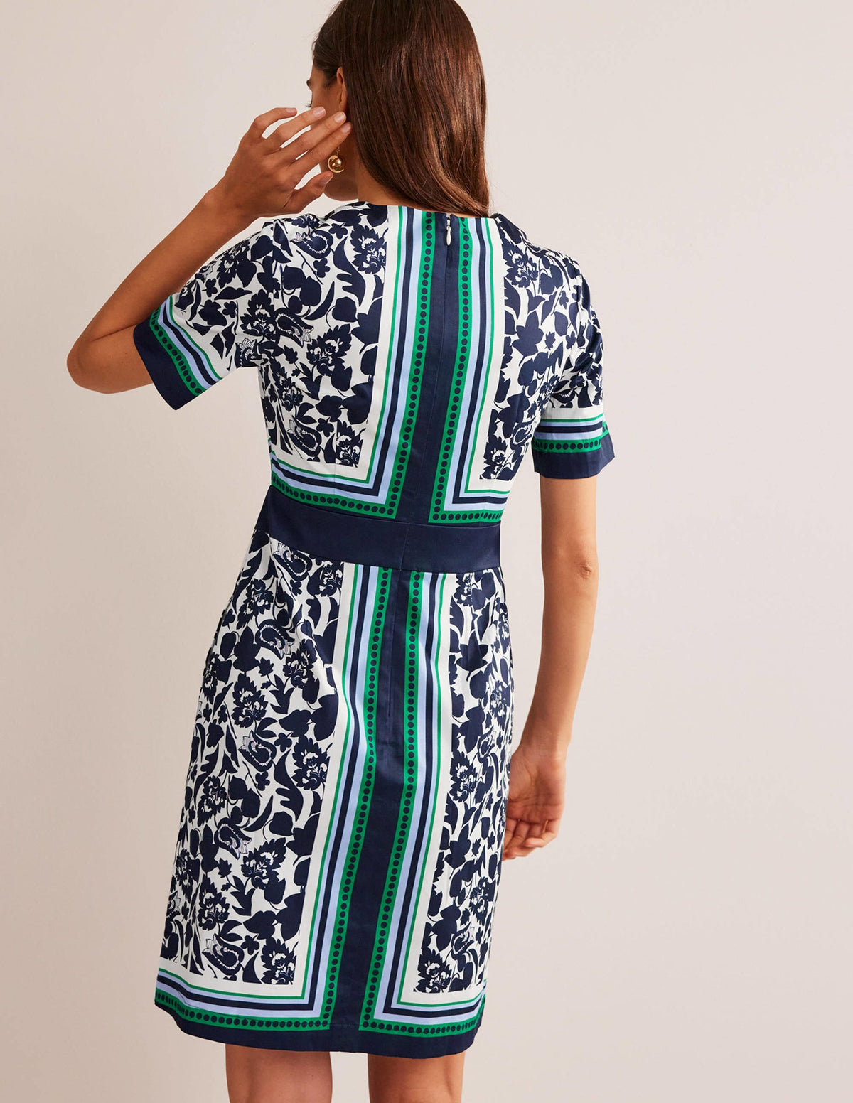 Alexa Cotton Shift Dress-Navy, Tulip Bloom