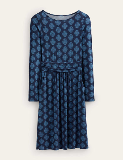 Abigail Jersey Dress-French Navy, Mosaic