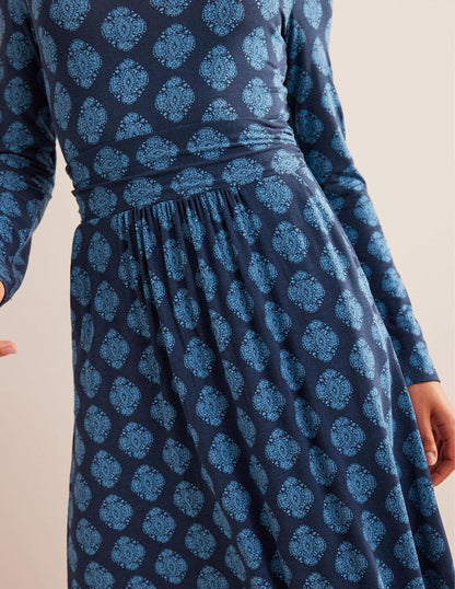 Abigail Jersey Dress-French Navy, Mosaic