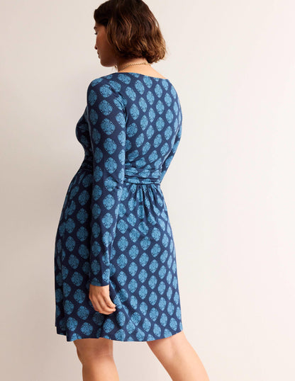 Abigail Jersey Dress-French Navy, Mosaic