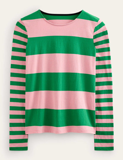 Bea Long Sleeve Breton-Pink, Green Hotch