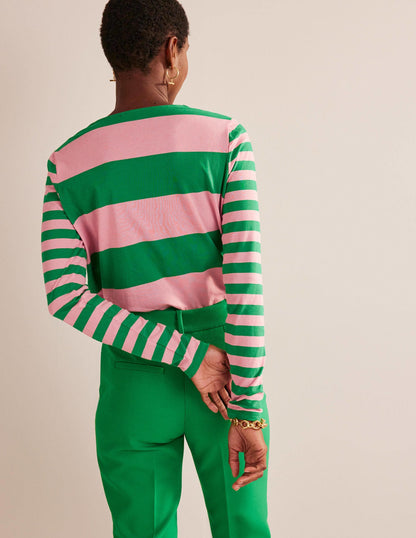 Bea Long Sleeve Breton-Pink, Green Hotch