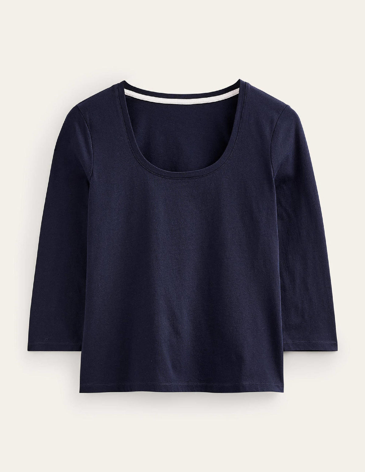 3/4 Sleeve Scoop Neck Top-Navy