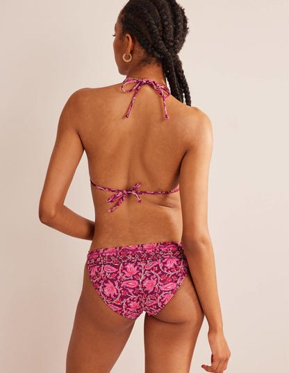 Bead Embellished Bikini Top-Raspberry Pink, Botanic Vine