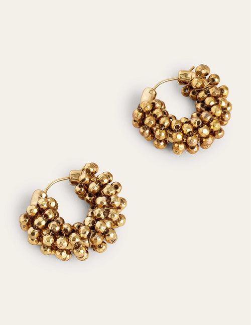 Beady Cluster Hoops-Gold