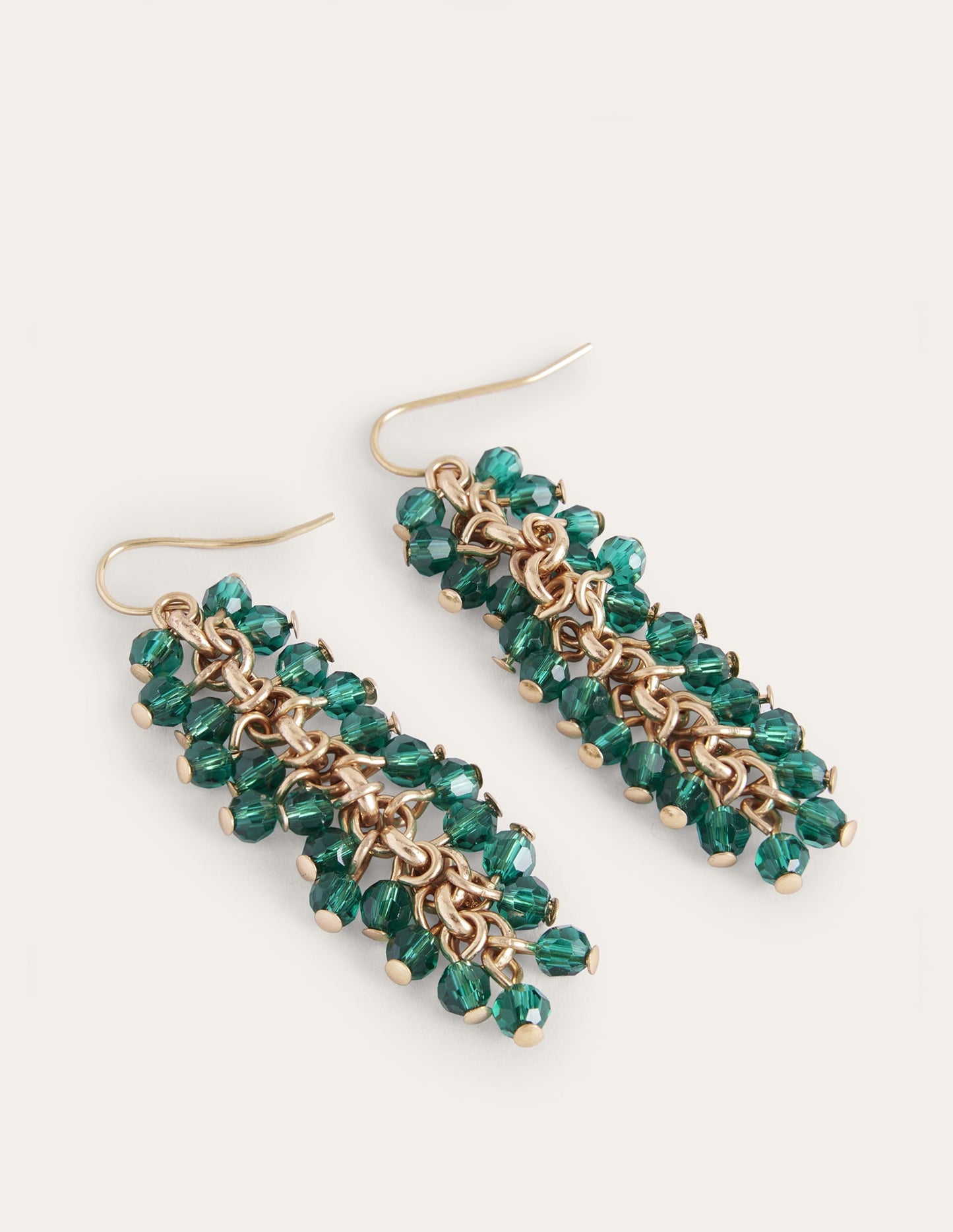 Beaded Drop Earrings-Green