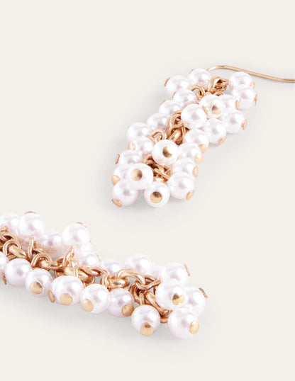 Beaded Drop Earrings-Pearl