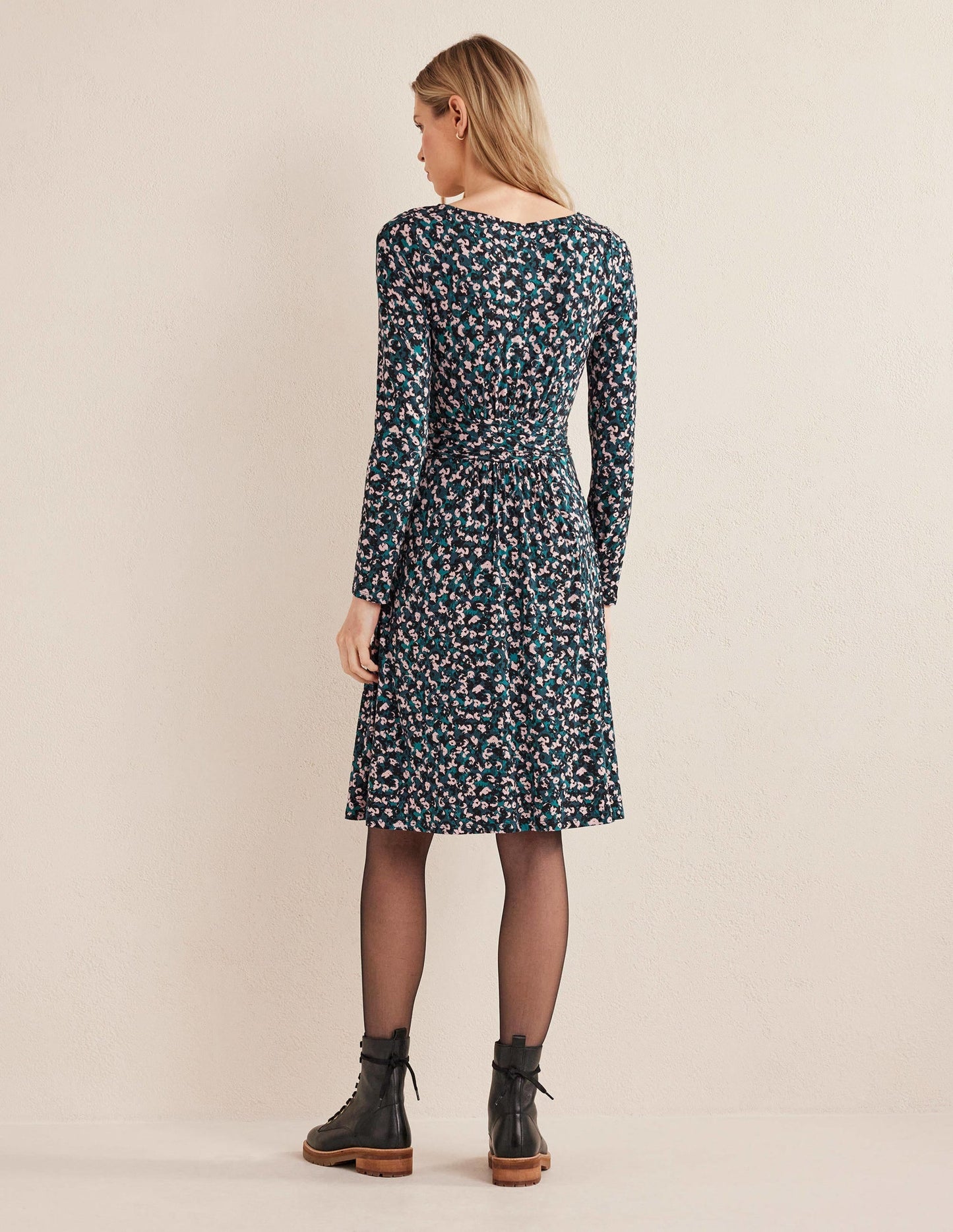 Abigail Jersey Dress-Seaweed, Painterly Stroke