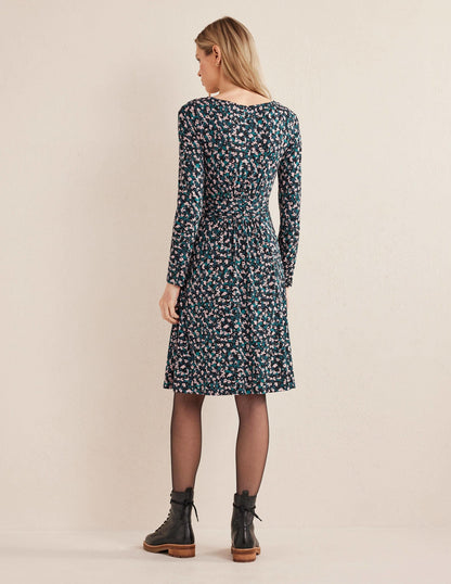 Abigail Jersey Dress-Seaweed, Painterly Stroke