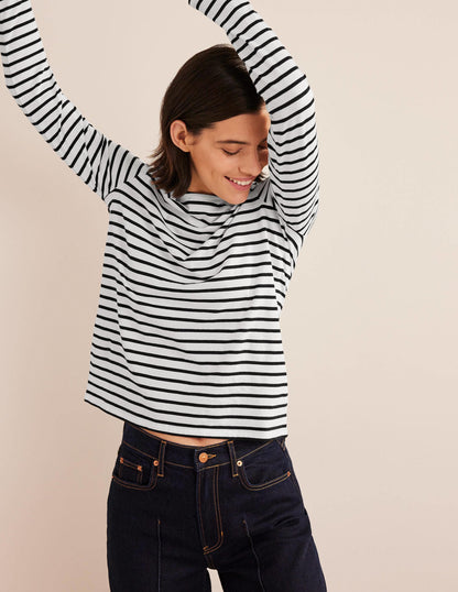 Bea Long Sleeve Breton-Ivory, Black