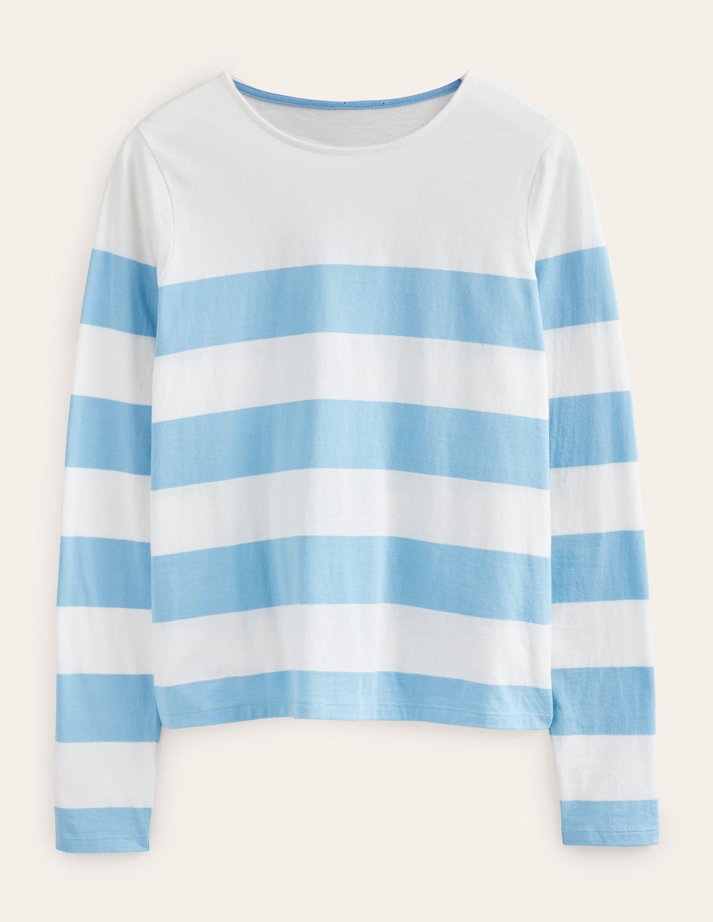 Bea Long Sleeve Breton-Linseed and Ivory Wide Stripe